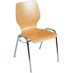 1158 LC  krómozott fémvázas, fa ülőlapos tárgyalószék, kárpizozott rátétekkel