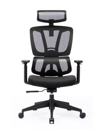 FAMORA ergonómikus operatív forgószék hálós háttámlával, deréktámasszal, fejtámlás kivitelben és állítható karfával