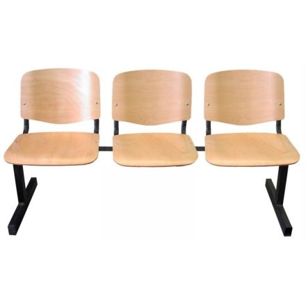 ISO 3P Wood várótermi pad fa ülő- és hátlappal, lakkozott felülettel