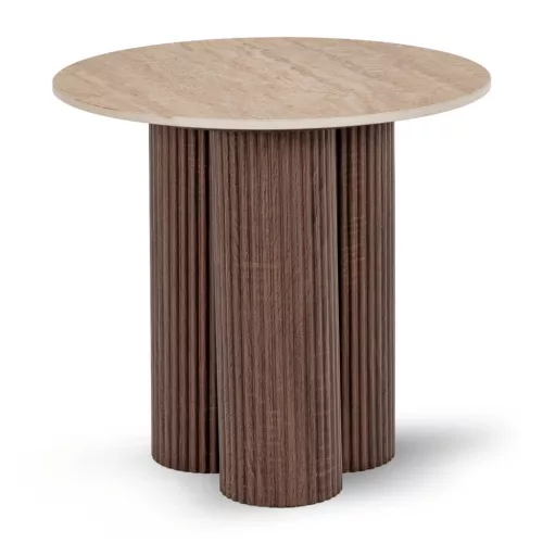 Asztal CARTAGENA 80 cm travertin/dió